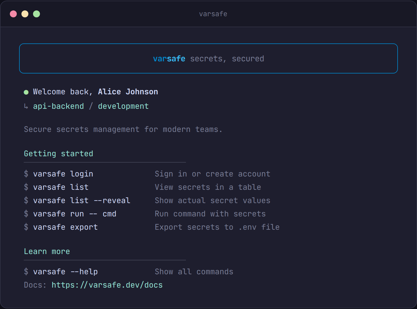 varsafe CLI