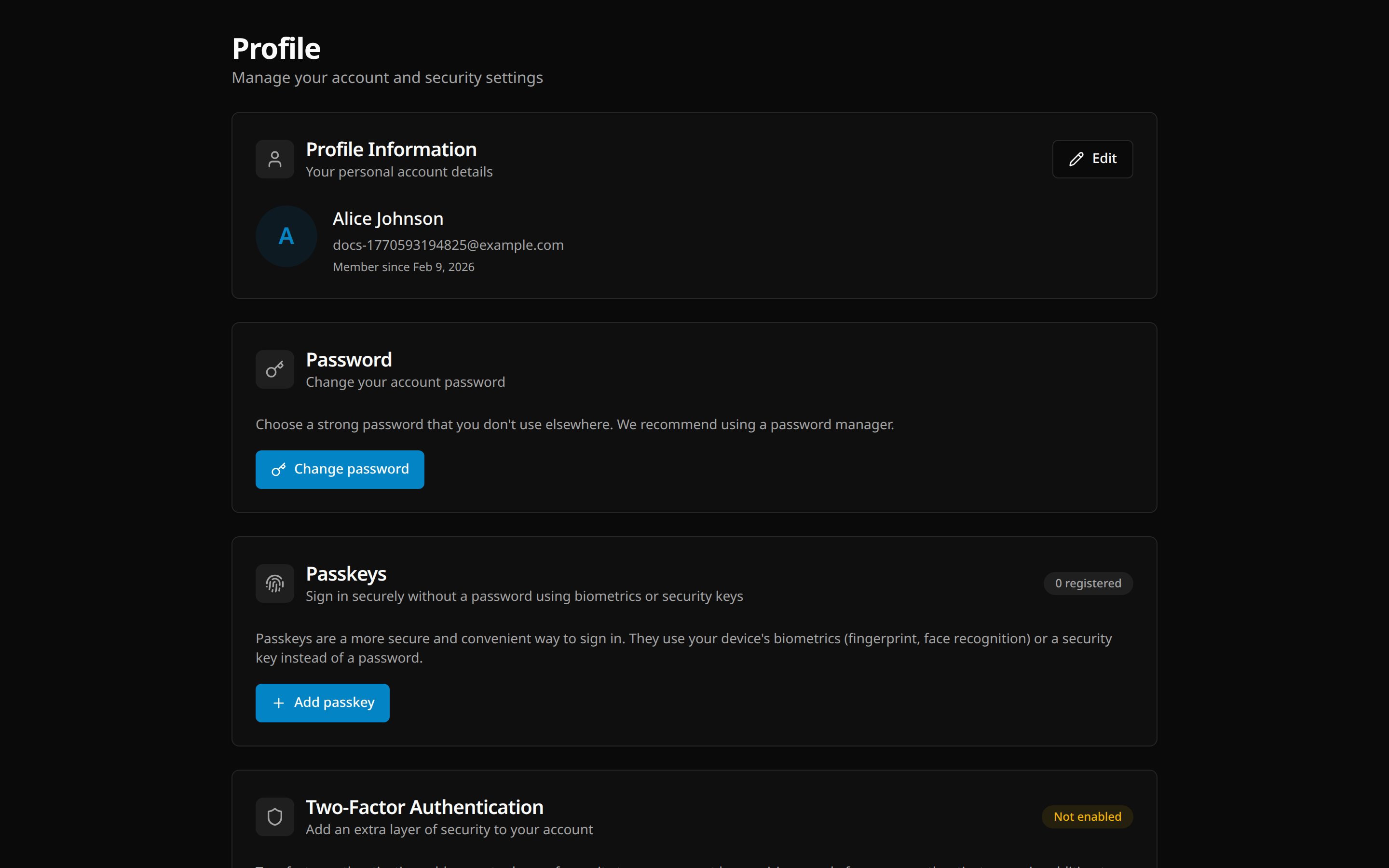 Security settings